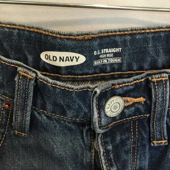 Old Navy Jeans OG Kids Unisex Sz 12 High Rise Button Front Medium Wash 5-Pocket - Picture 4 of 9